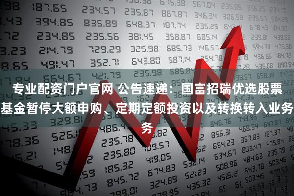 专业配资门户官网 公告速递：国富招瑞优选股票基金暂停大额申购、定期定额投资以及转换转入业务